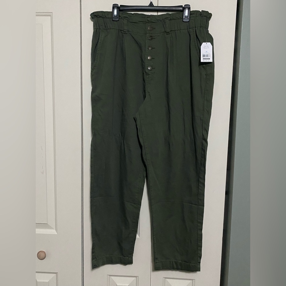Green Button-Fly Pants Size 18
